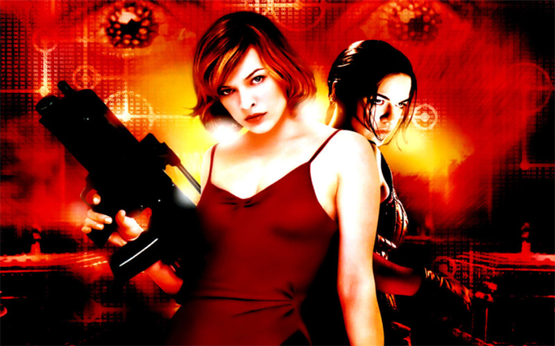 Milla Jovovich and Michelle Rodriguez in Resident Evil (2002)